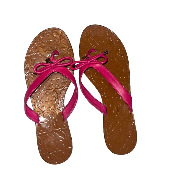 Kate Spade Leather Thong Sandals in Hot Pink with Spade Charm - Size 9.5 - Picture 9 of 9